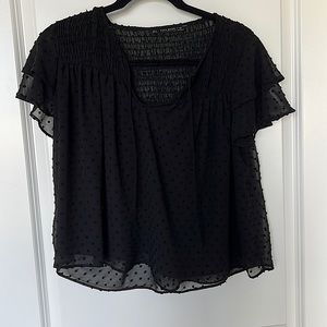 Zara Sheer Black Blouse with Polka Dots